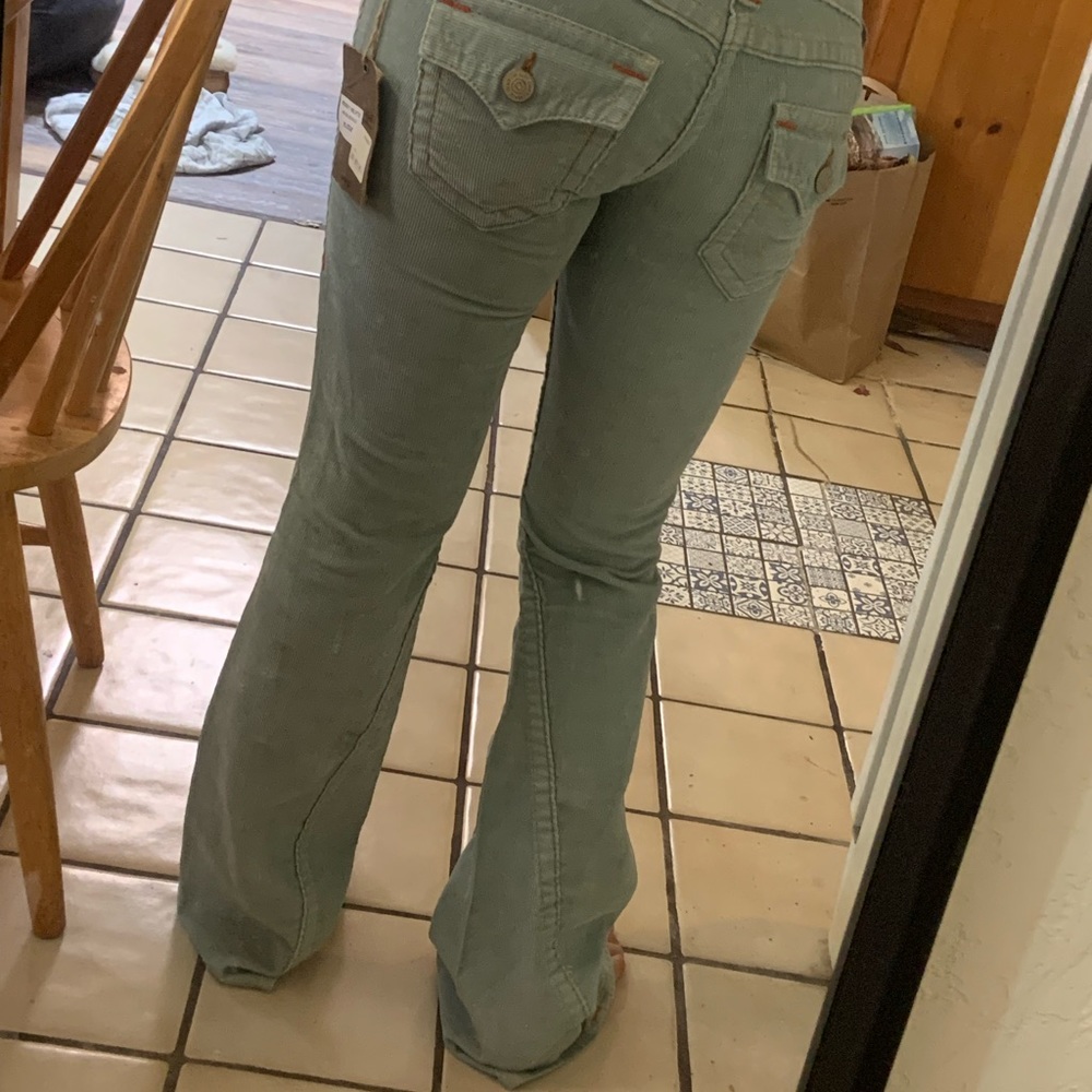 True religion sage green corduroy jeans